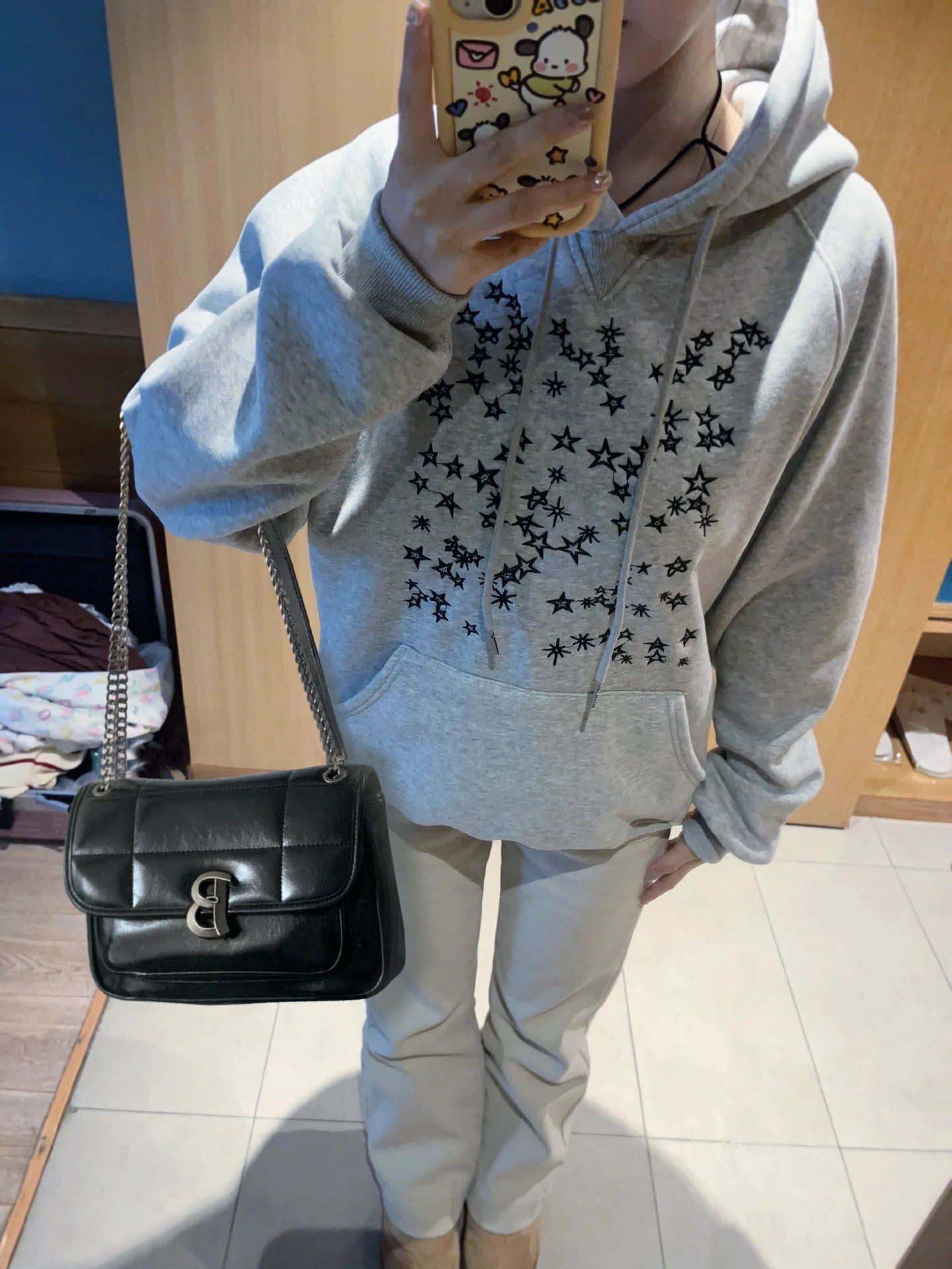 Embroidered Loose Hooded Couple Sweater Coat