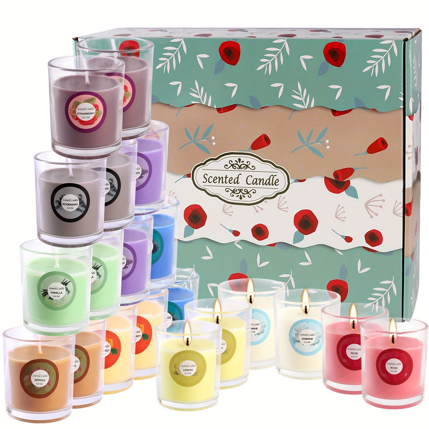 20‑Pack Colorful Scented Glass Candles – Multi‑Occasion Gift Set