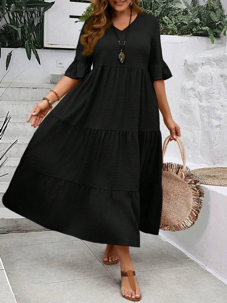 New Arrival Women's V-neck Maxi Swing Dress, Multi Colors & Plus Sizes Available