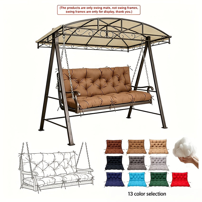 Waterproof Porch Swing Cushions 60 Inch • 2 3-Seater Replacement For Outdoor Furniture • With Backrest And Straps • Thick 5" Swing Seat Bench Cushion • Cushion Ties For Patio, Garden & Backyard • Dark Green 60''×40