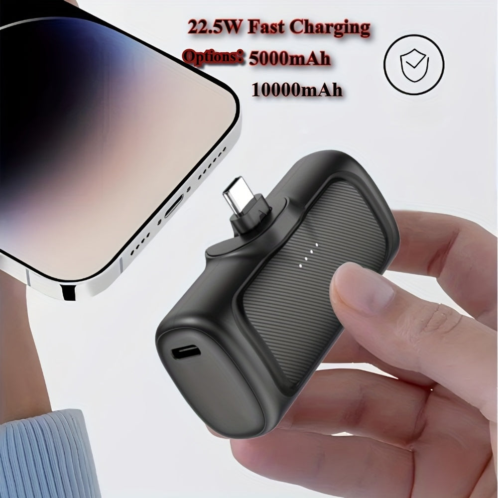 22.5W Fast Charging, 5000/10000mAh Mini Portable Charger, 5000mAh Optional 1/2/4pcs USB-C Power Bank With Charging Station Specification, Universal Compatibility, Dual Power Mode, Rechargeable Lith...