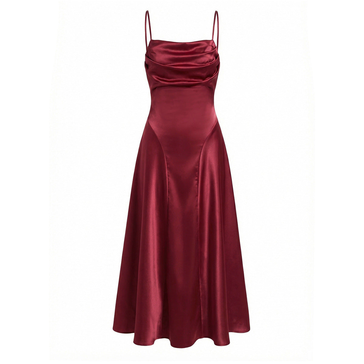 Fishtail Strap Dress Solid Color Chic and Sexy with Spaghetti Straps and a Square Neckline