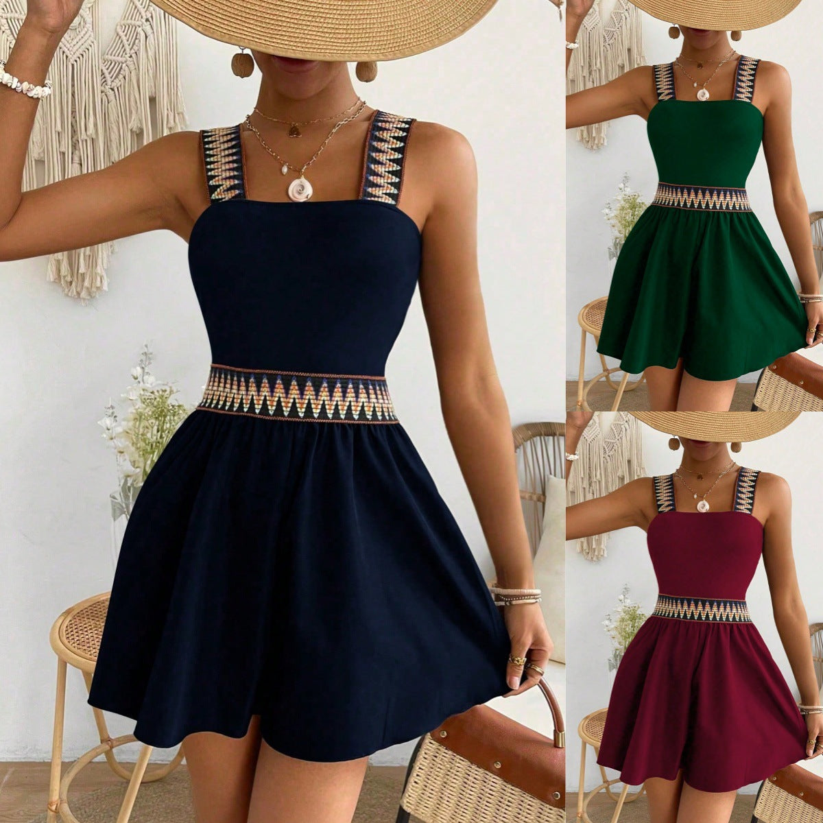 Casual Resort Wide-Leg Jumpsuit with Cinched Waist