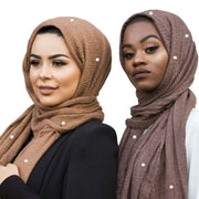 Crumpled Monochrome Scarf for Spring, Autumn, Winter