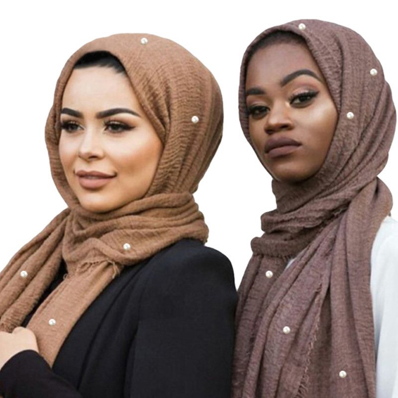 Crumpled Monochrome Scarf for Spring, Autumn, Winter