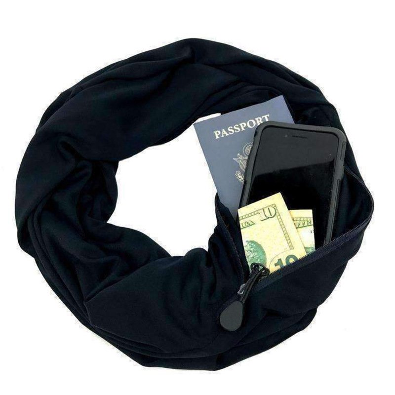Infinity Bib Storage Zipper Pocket Scarf