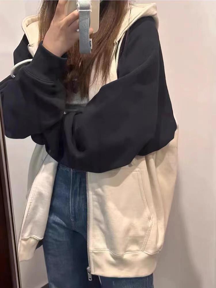 Cozy Colorblock Raglan Zip Hoodie Cardigan