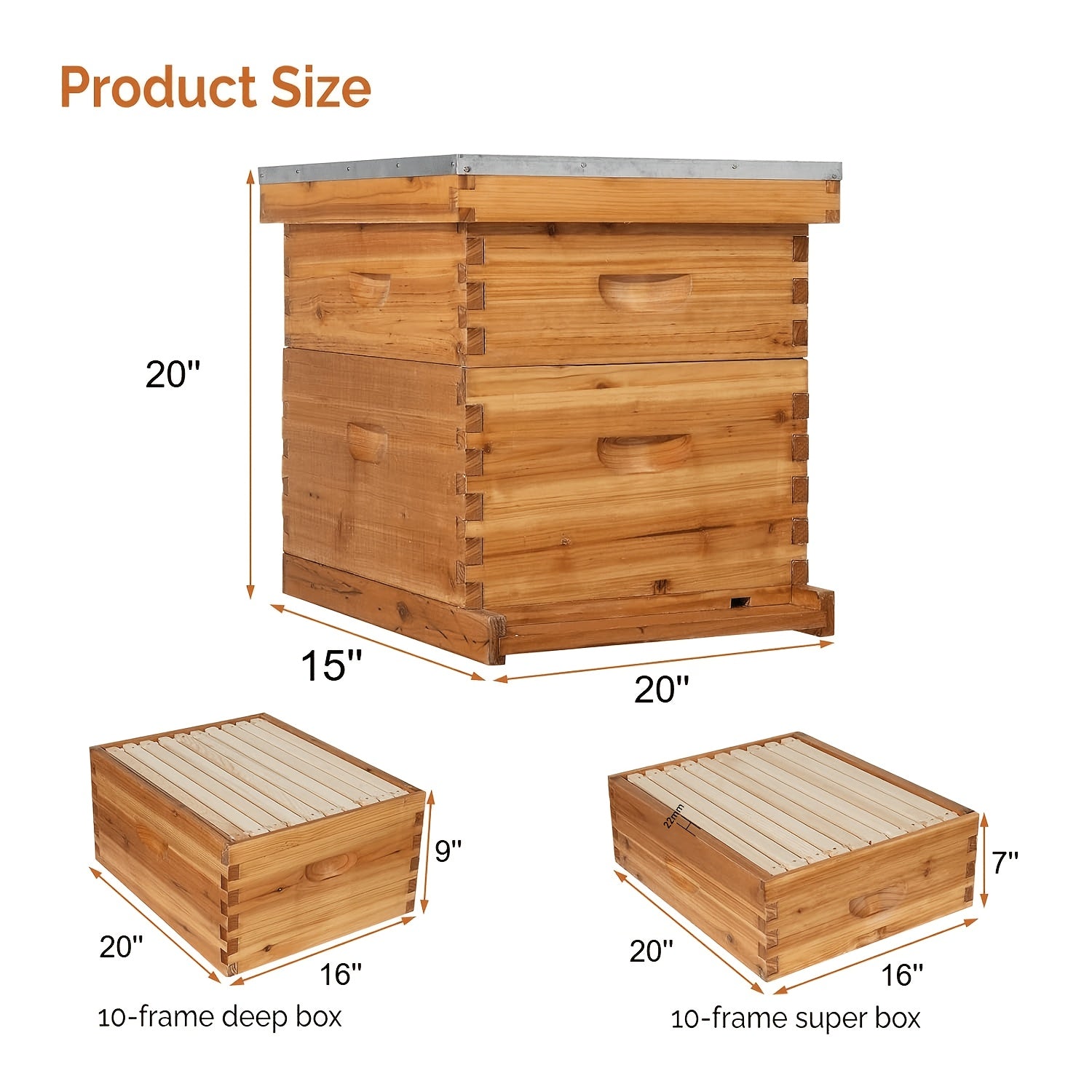 Wooden Wax‑Coated Beehive Starter Kit – 10 Frame, 3‑Layer with Frames, Beeswax and Coated Foundation Sheets