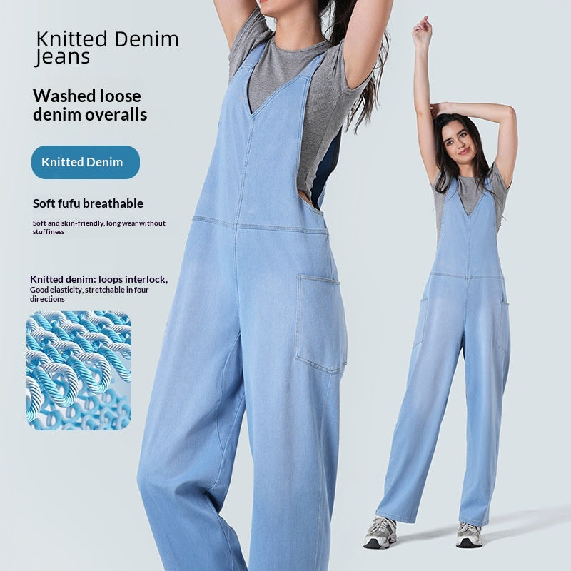 Women's Stretch Knitted Denim Jumpsuit