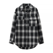 Retro Plaid Long-sleeve Women's Loose Casual Single-breasted Shirt