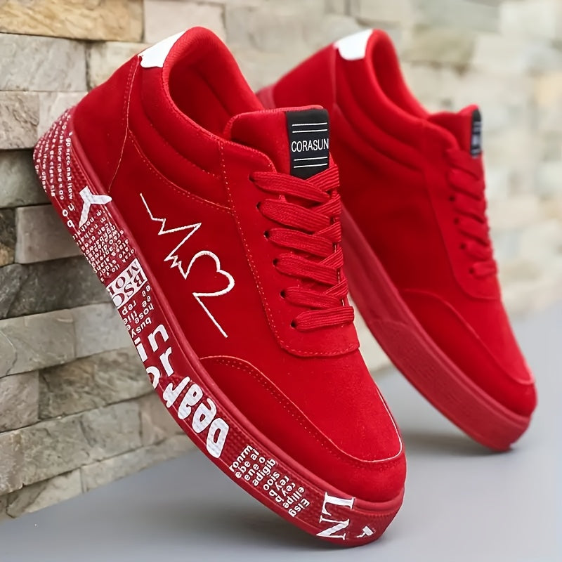 Men's Trendy Skateboarding Sneakers with Electrocardiogram Heart Pattern – Street‑Style All‑Season