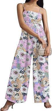 Women's Backless Waist Trimming Wide-leg Jumpsuit
