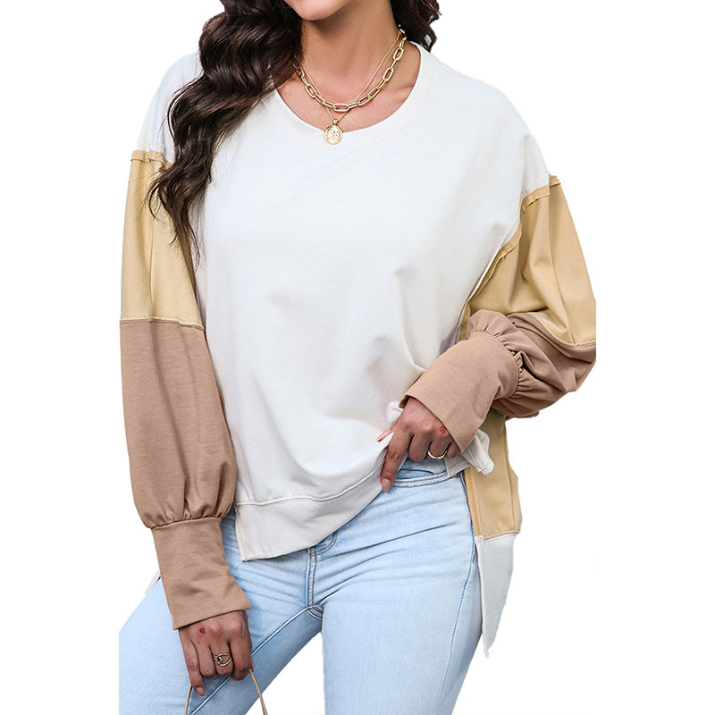 Women's Colorblock Long Sleeve Casual Pullover Sweatshirt