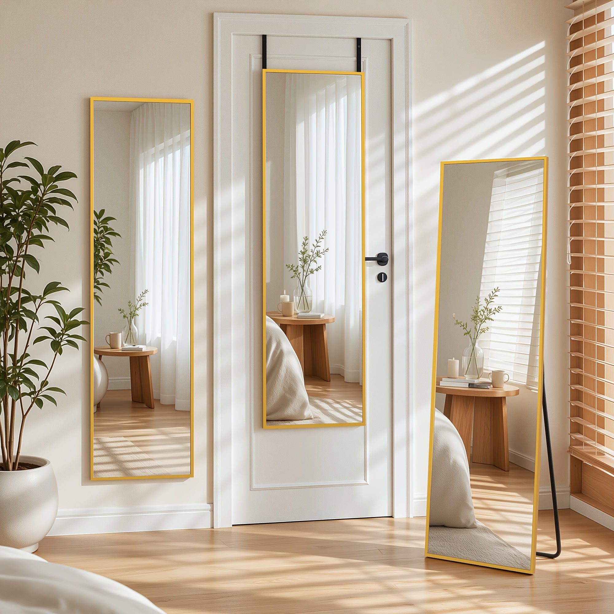 14 x 56 inch door-mounted full-length mirror with aluminum frame