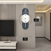 1pc JUJUDA Luxury Modern Wall Clock with Pendulum - Silent Analog Wood & Metal Irregular Shape, Fantasy Theme, Battery Operated (AA Not Included), Elegant Golden & Blue Art Deco Style for Living Room, Office, Home Decor