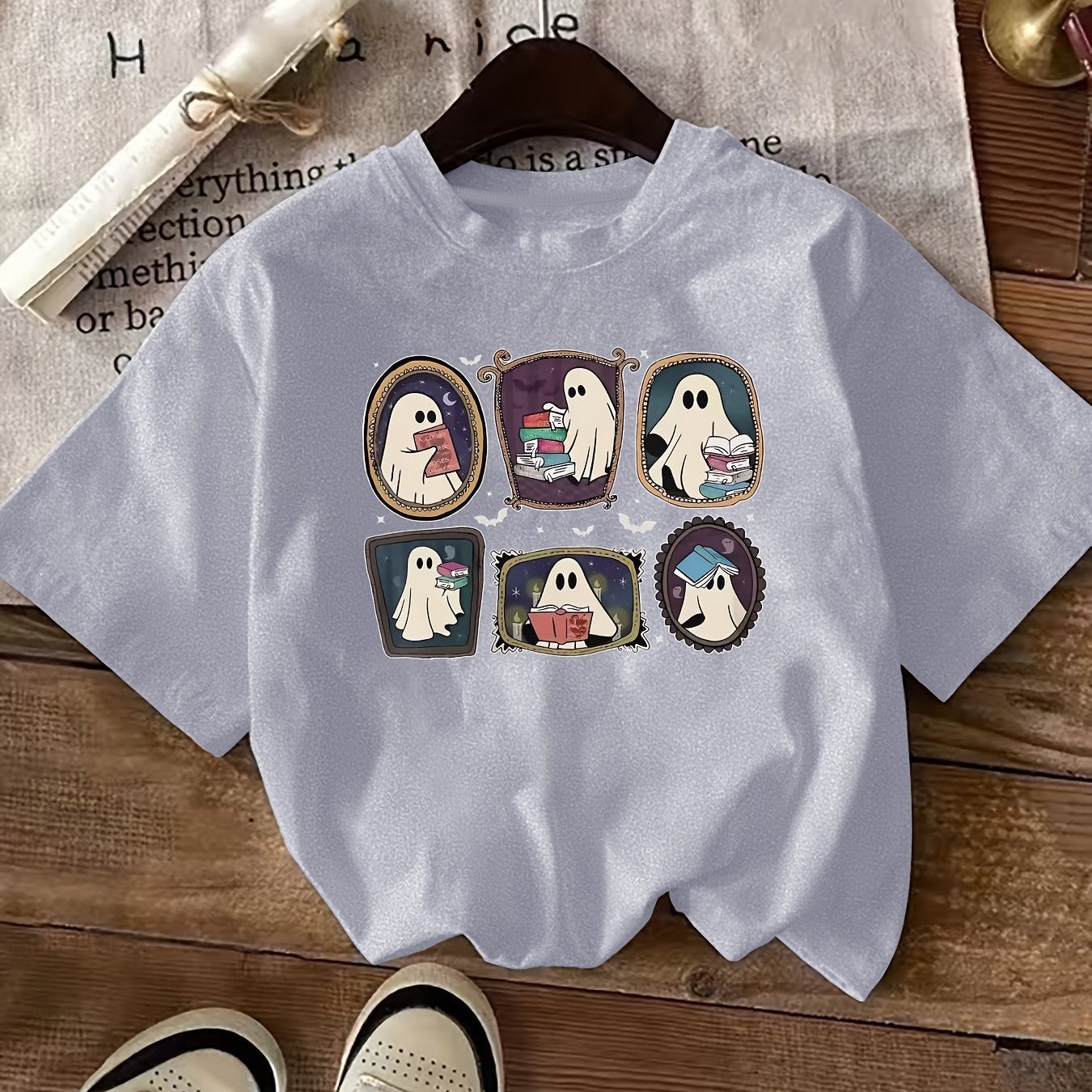 Cute Cartoon Print Short-Sleeve Tee – Casual Round Neck Women’s Top