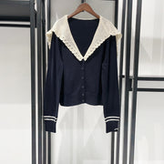 V-neck Crochet Shawl-style Patchwork Knitted Cardigan