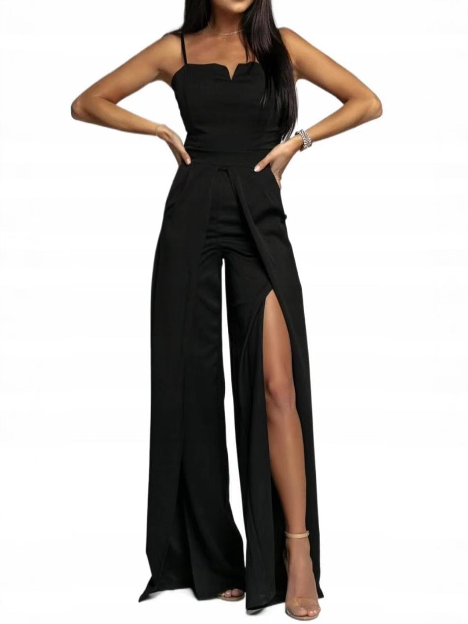Sleek Bustier Slit Jumpsuit for Women