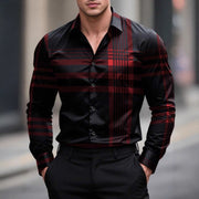 Mens Long-Sleeve Striped Digital-Print Shirt
