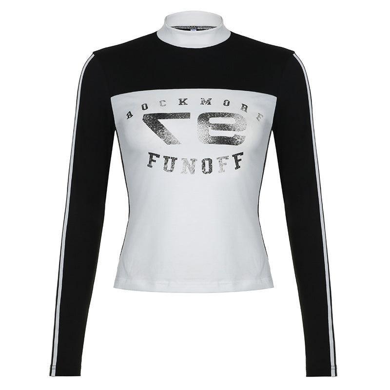 Chic Colorblock Striped Stand Collar Streetwear Sweatshirt