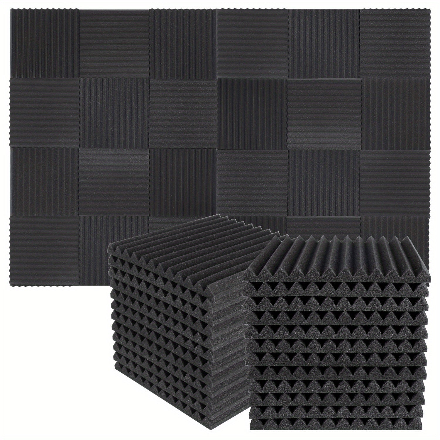 50‑Piece Acoustic Foam Wedge Panels – 1″ × 12″ × 12″, 20 kg/m³ Density, Multi‑Color