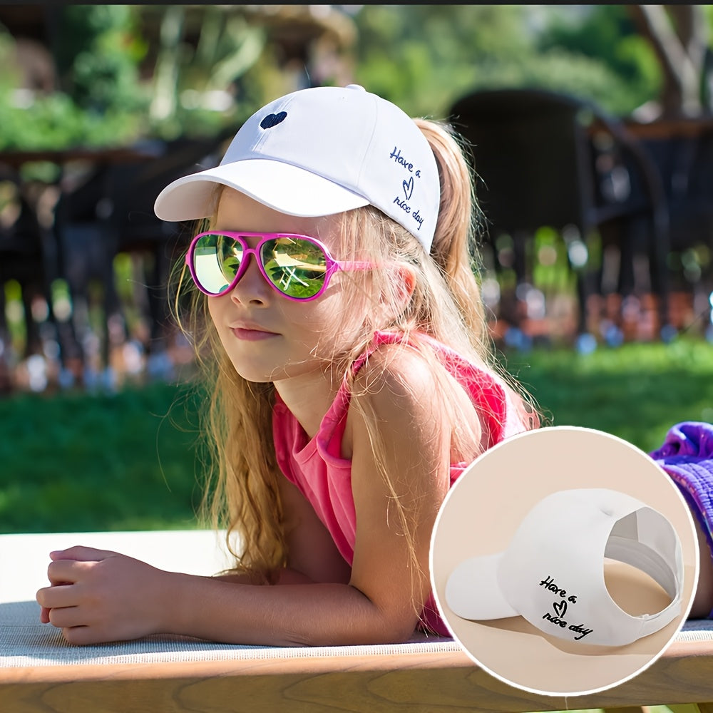 Kids Adjustable Heart Embroidery Baseball Cap for Boys and Girls