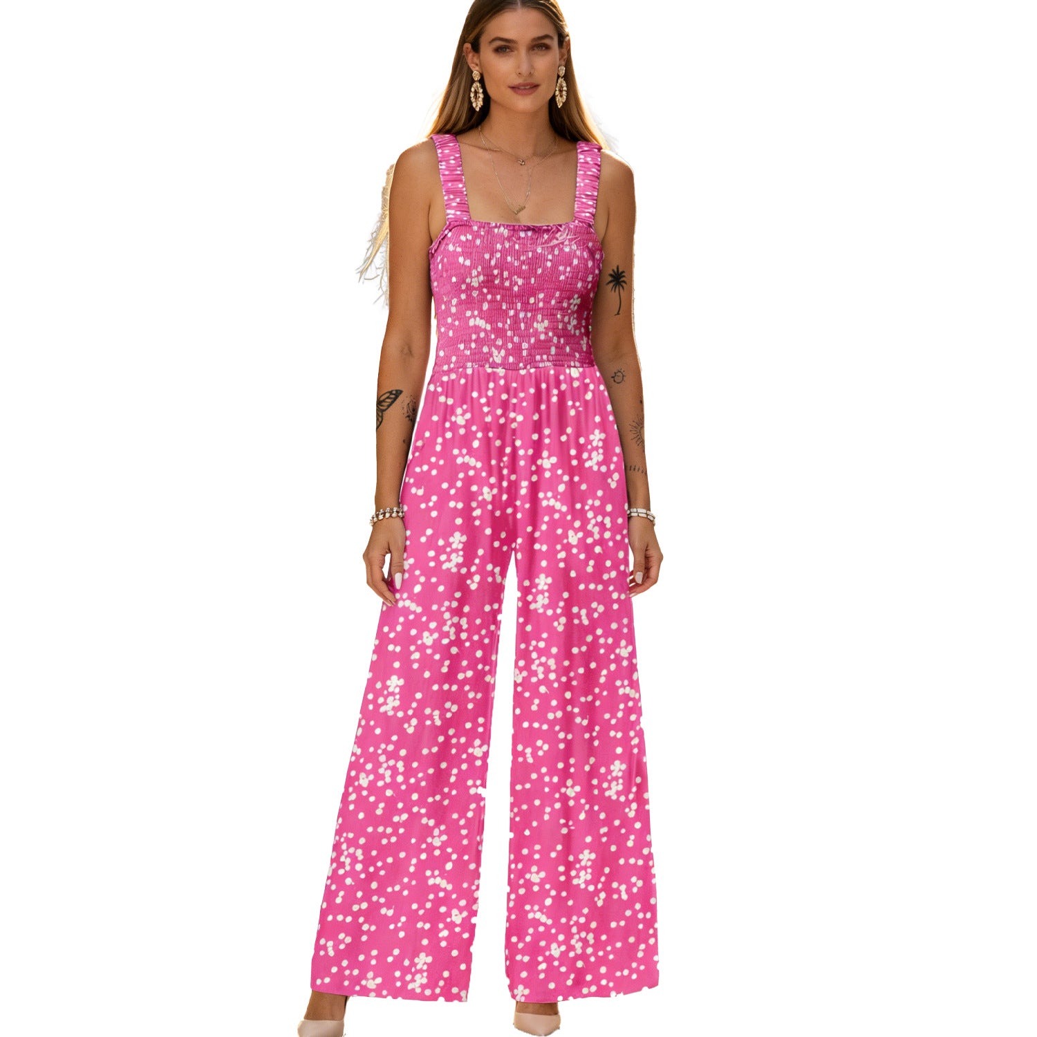 Women's Strappy Loose Printed Jumpsuit