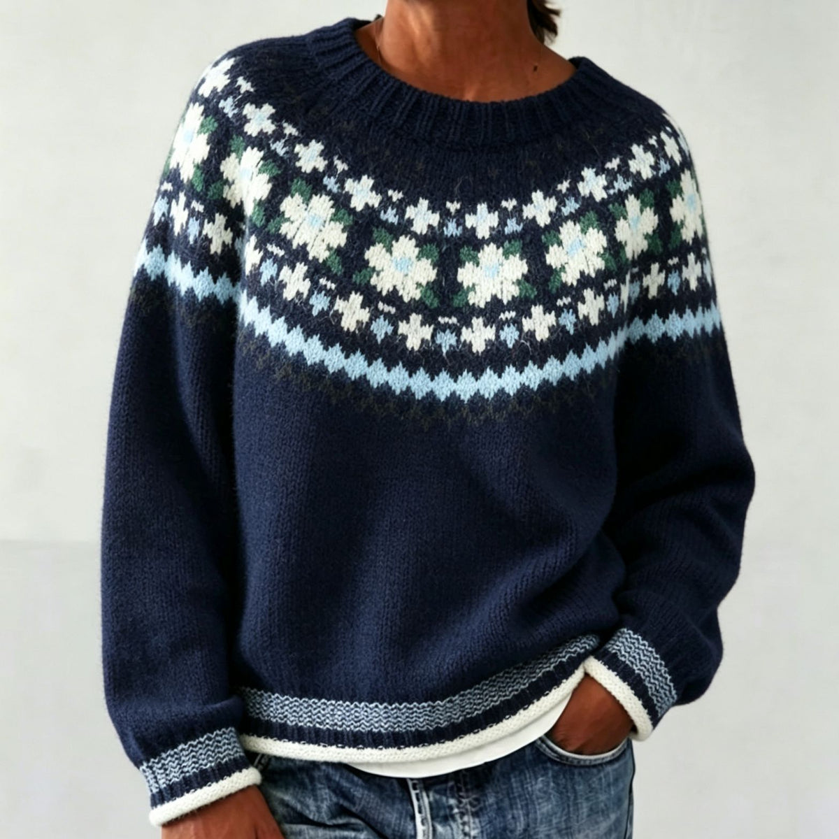 Round Neck Multicolor Loose Fashion Sweater Women