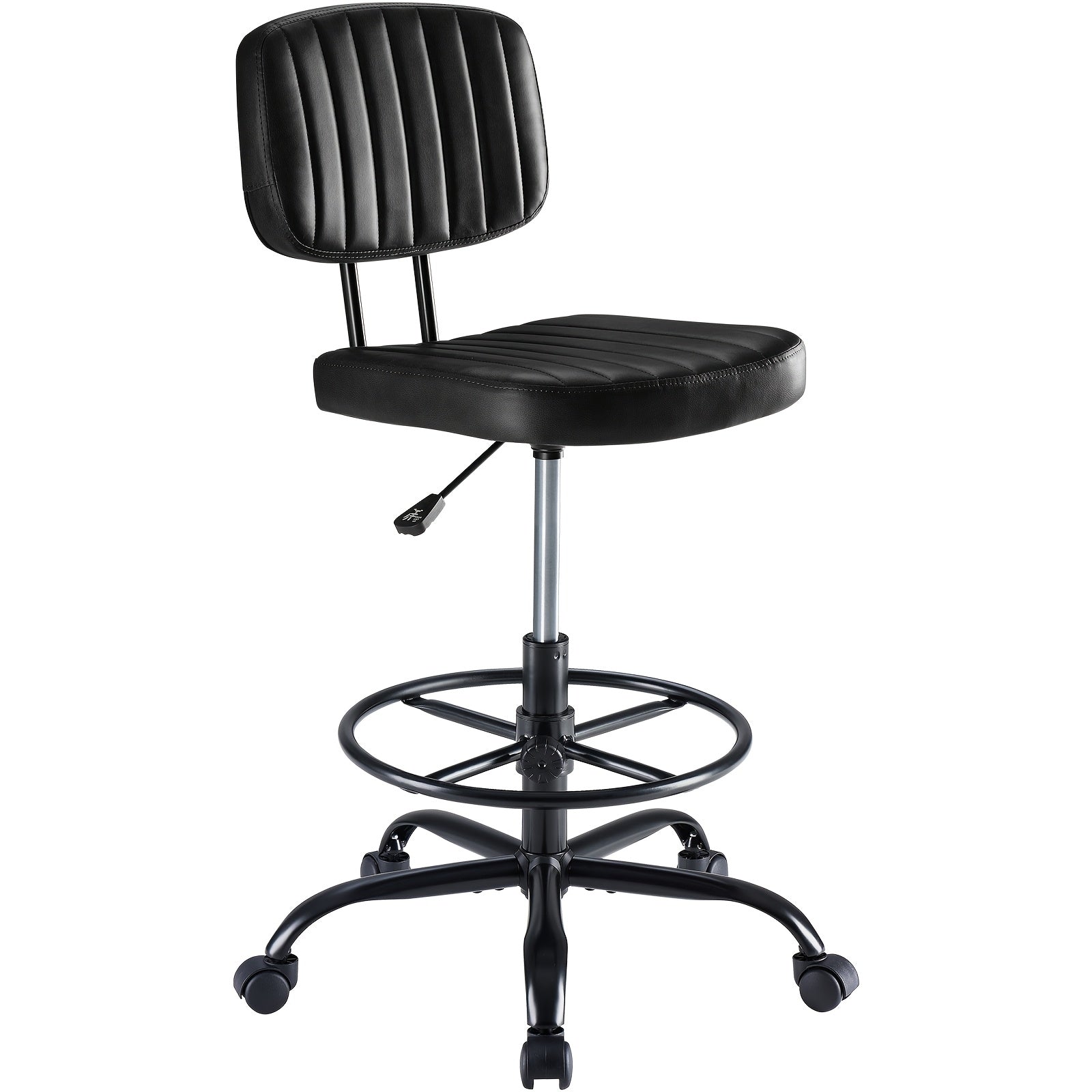 Low-Back Armless Drafting Chair with Adjustable Footrest Ring