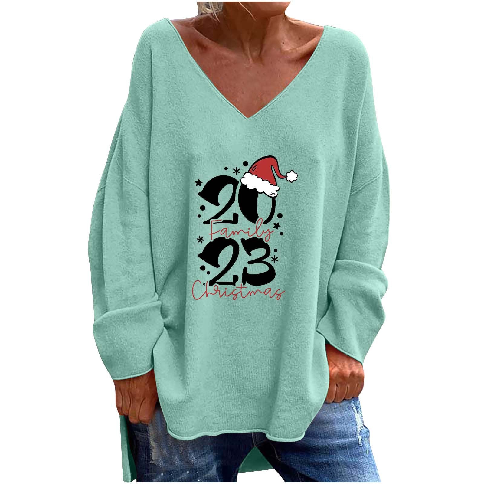 Women's V-Neck Loose Casual Long Sleeve Top