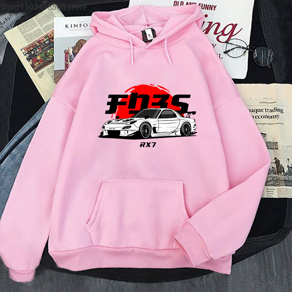 Unisex Graphic Car Print Casual Cotton Hoodie