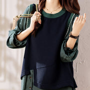 Plus Size Women's Long Sleeve Color Block Sweatshirt