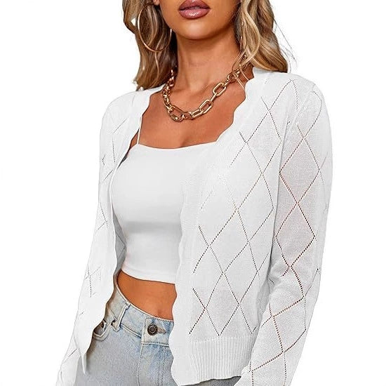 Spring and Autumn Long Sleeved Knitted Cardigan Coat Unique and Unique Bottom Coat Women's Interior Top