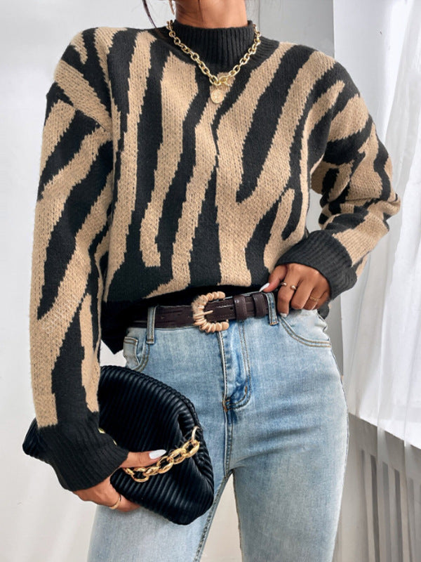 Jacquard Casual Sweater Loose Top for Women