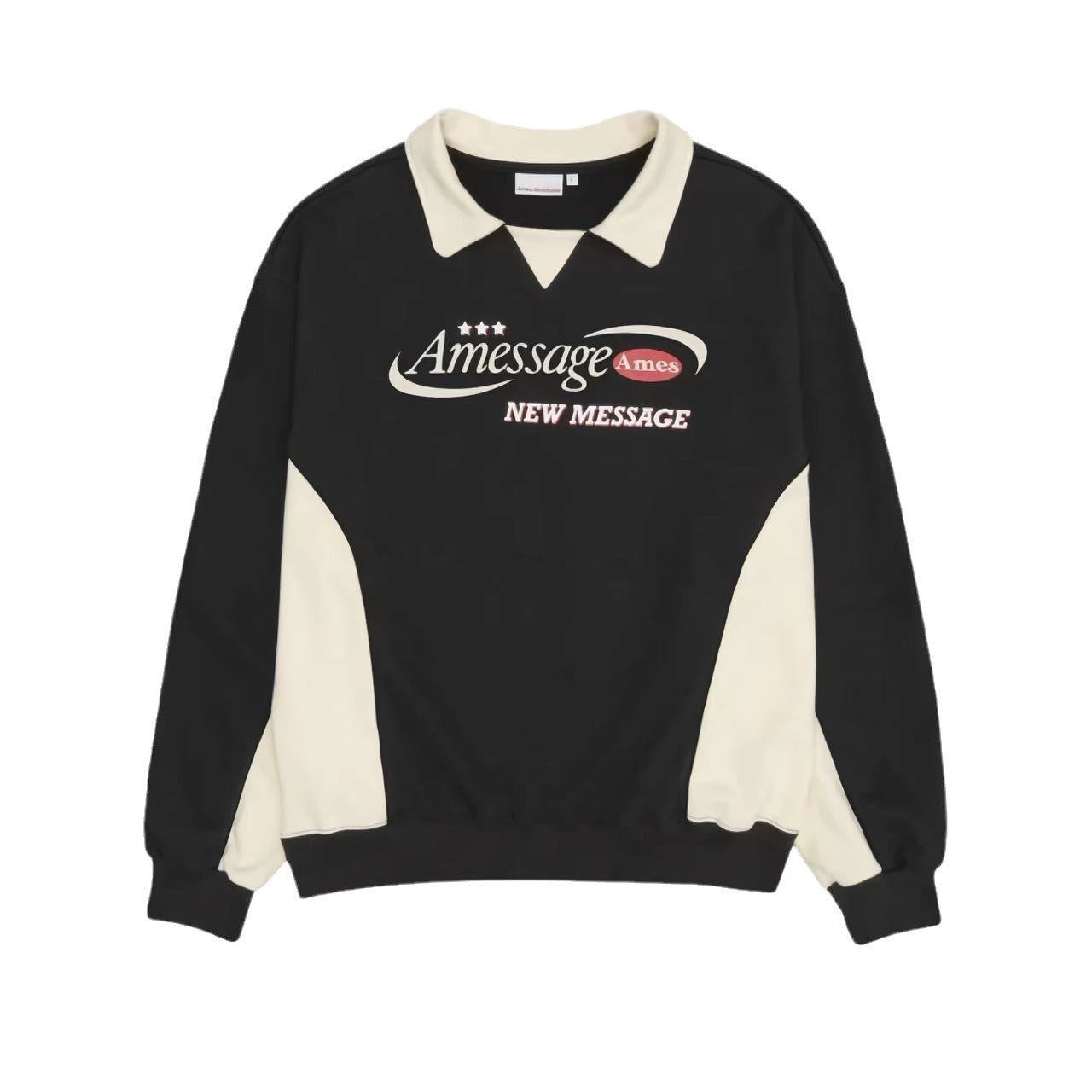 Retro American Letter Stitched Lapel Couple Sweater