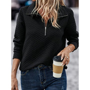 Chic Diamond Lattice Turtleneck Zipper Sweater