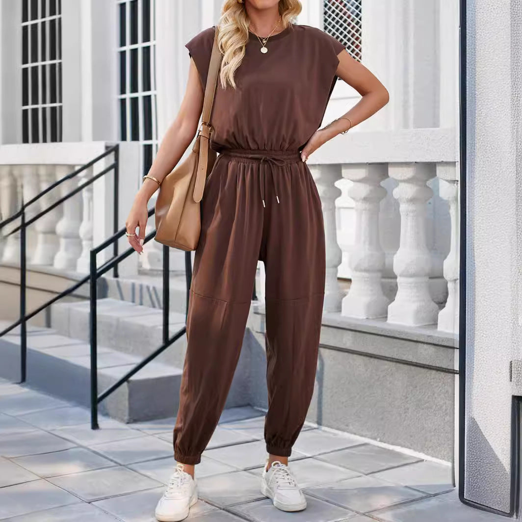 Women's Backless Loose Summer Jumpsuit with Pockets