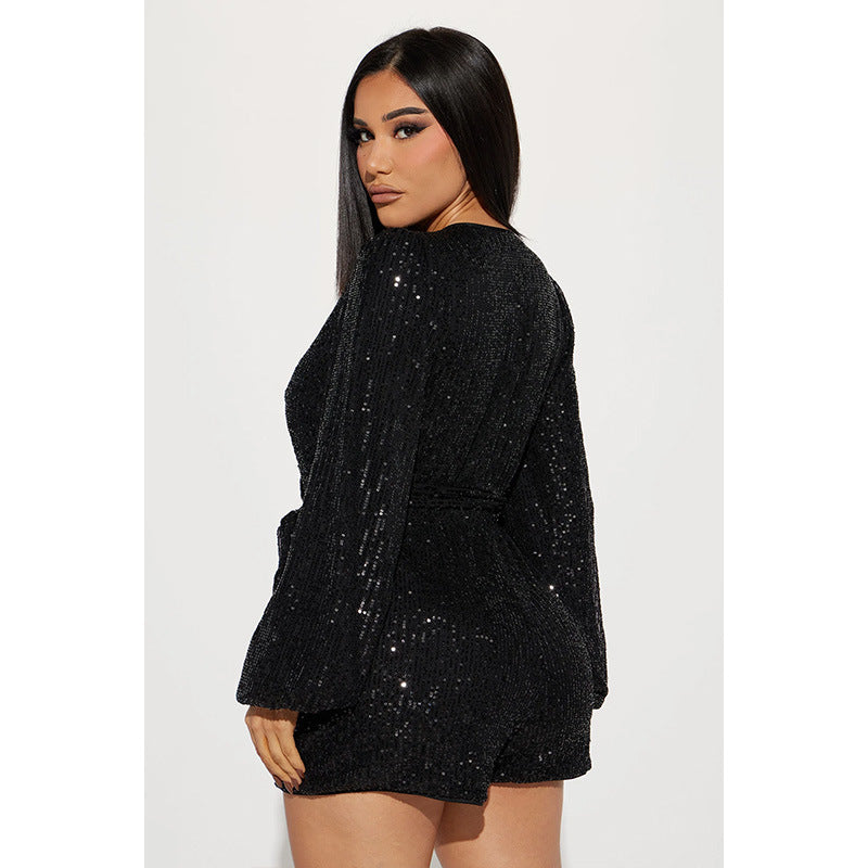 Sequin Fashion Personalized Women's One-piece Shorts