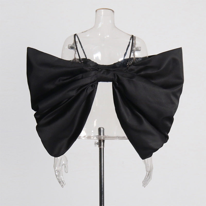 Fashion Solid Color Pure Desire Bow Suspenders Top