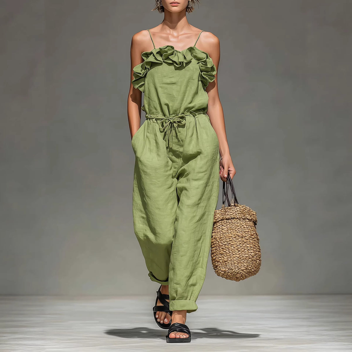 Chic Off-Shoulder Ruffled Wide-Leg Jumpsuit
