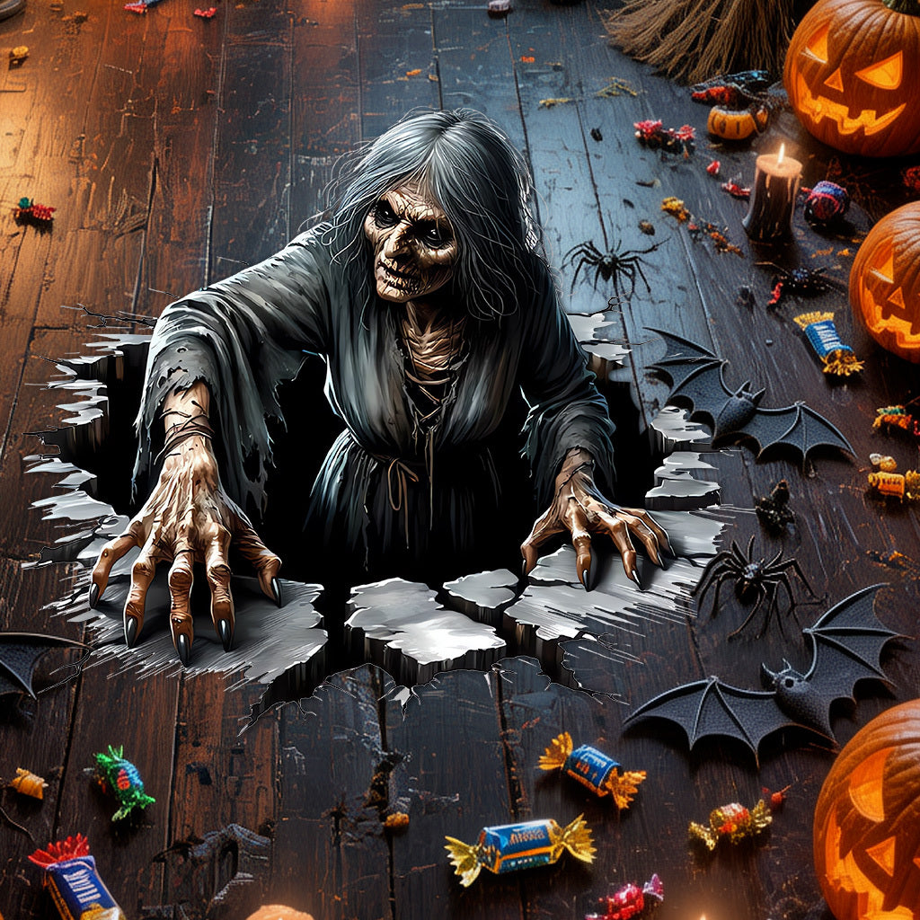 Halloween Horror Female Floor Sticker – Waterproof Self‑Adhesive Decal for Home and Bedroom