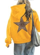Women's Casual Printed Loose Hooded Sweatshirt