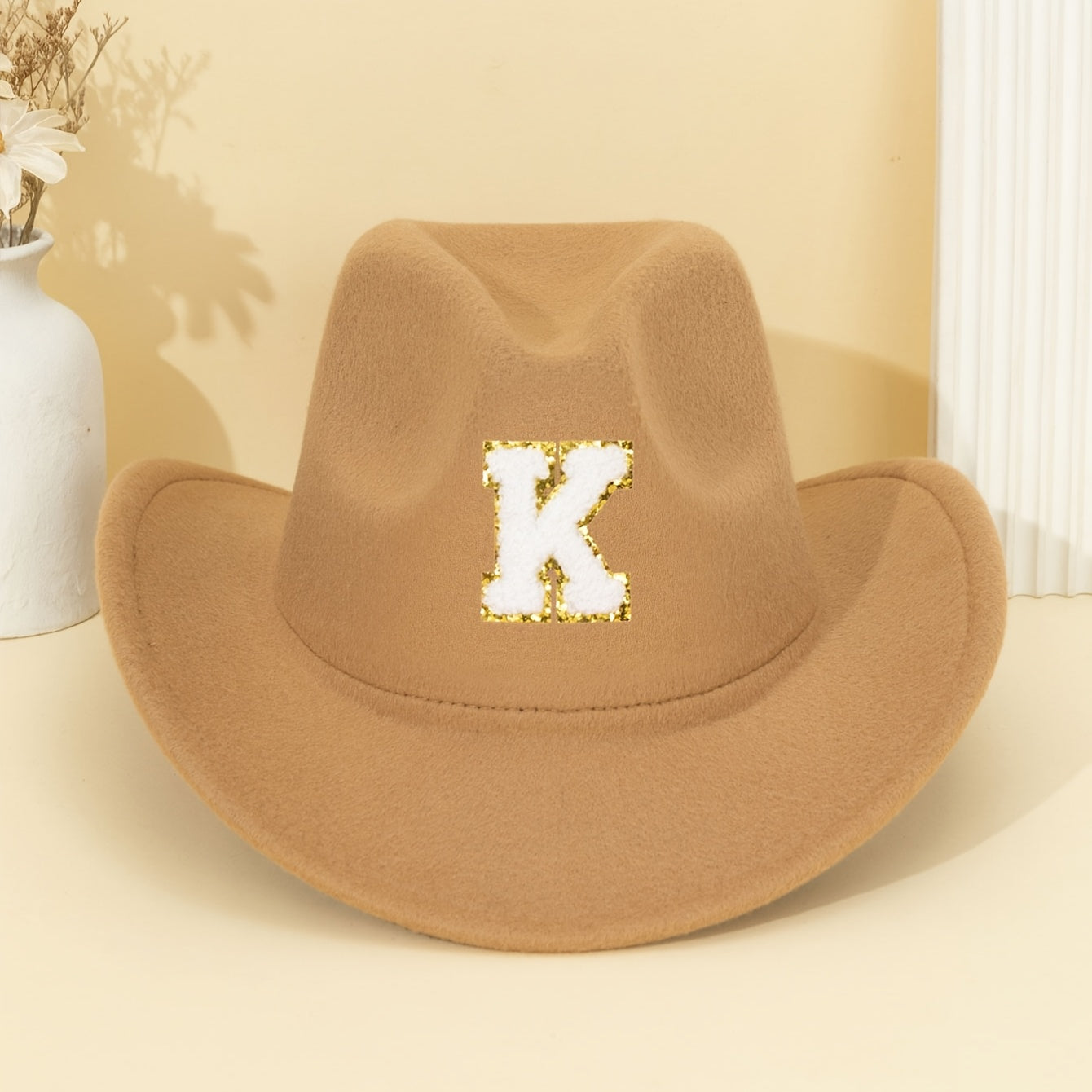 Khaki Alphabet Letter Fedora Hat