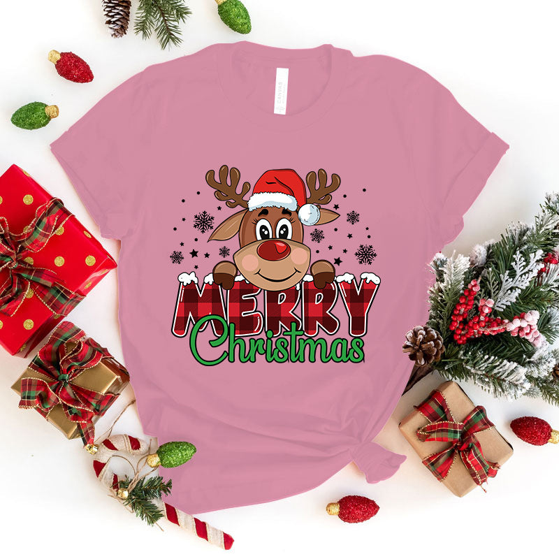 Cute Merry Christmas Printed Tee - Festive Holiday Shirt