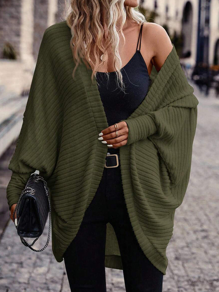 Solid Color and V-neck Loose Knitted Sweater