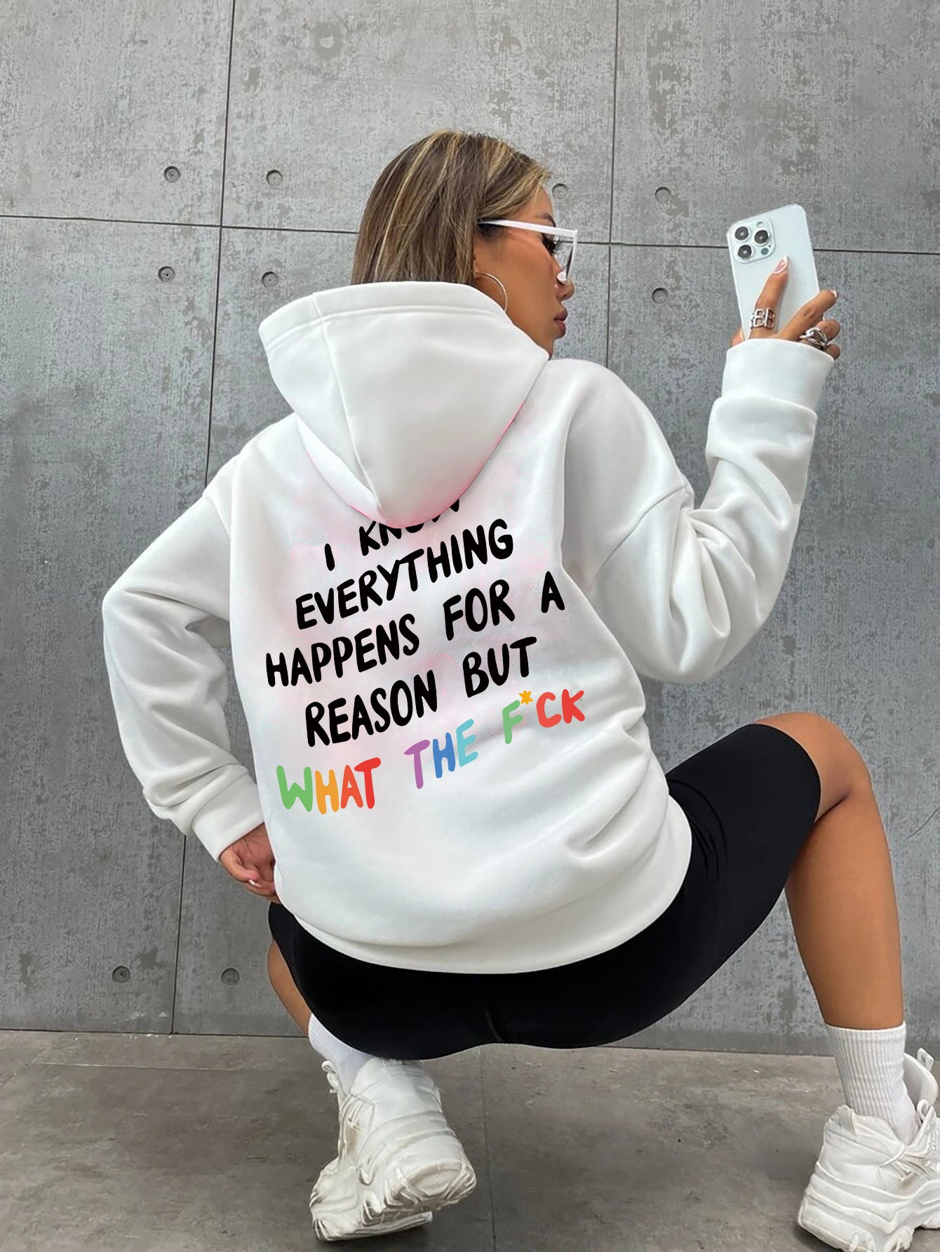 Women's Casual Letter Print Drawstring Hoodie