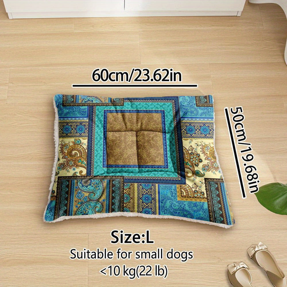 Extra-Large Plush Dog Sofa Bed With Geometric Palace Stripe Digital Print, Machine Washable Dog Bed, Suitable For Small, Medium, And Large Dogs, Made Of Soft And Breathable Thick Polyester Pet Mat.