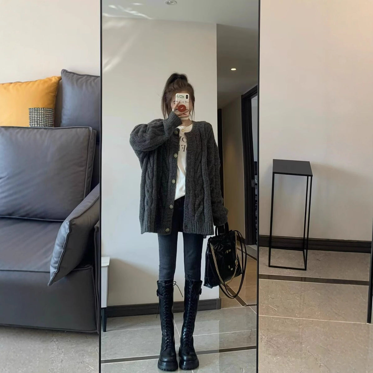 Cable-knit Sweater Jacket for Women Spring and Autumn Knitwear