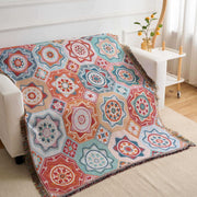 Geometric Floral Tapestry Throw Blanket Cover