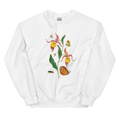 Floral Orchid Print Crew Neck Sweatshirt